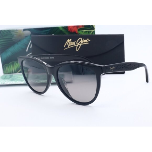 Maui Jim Glory Glory MJ 833-02UTD Black Cat Eye Sunglasses Gray